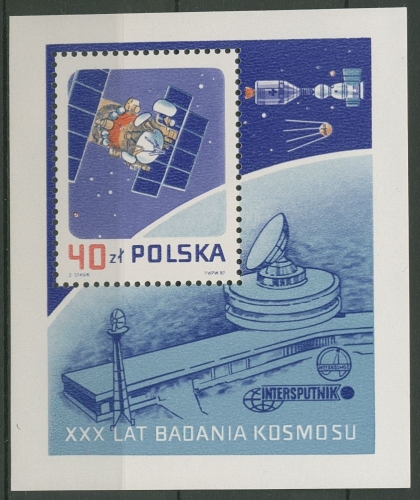 Polen 1987 30 Jahre Weltraumfahrt Block 105 postfrisch (C93348)