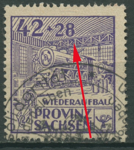 SBZ Provinz Sachsen 1946 Wiederaufbau mit Plattenfehler 89 A VIII gestempelt
