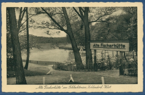 Berlin Alte Fischerhütte am Schlachtensee Zehlendorf-West, gelaufen 1935 (AK2764)