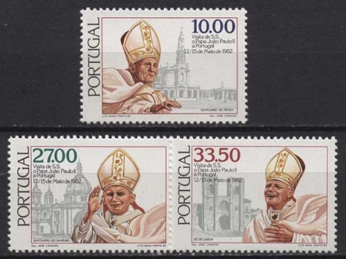 Portugal 1982 Besuch von Papst Johannes Paul II. 1565/67 postfrisch
