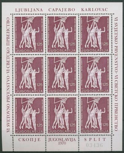 Jugoslawien 1970 Basketball-WM Kleinbogen 1378 K postfrisch (C93508)