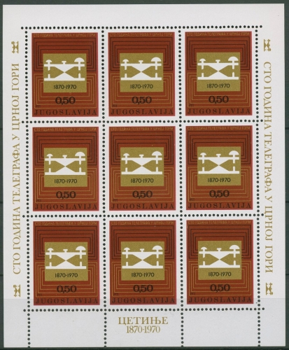 Jugoslawien 1970 Telegrafie Morseapparat Kleinbogen 1396 K postfr. (C93512)