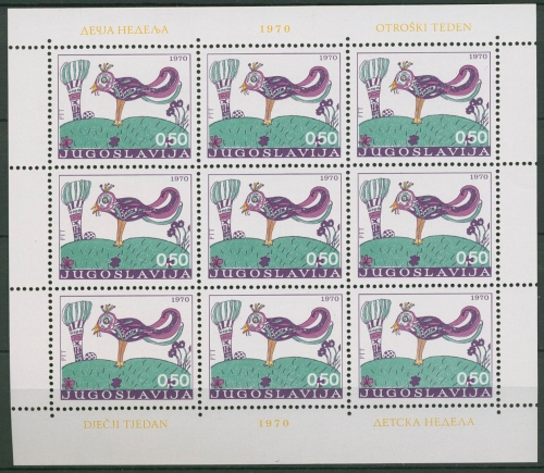 Jugoslawien 1970 Kinder Vogel Zeichnung 1397 K postfrisch (C93513)