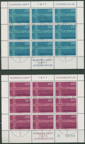 Jugoslawien 1971 Europa CEPT Kettensymbol Kleinbogen 1416/17 K gestemp. (C93521)