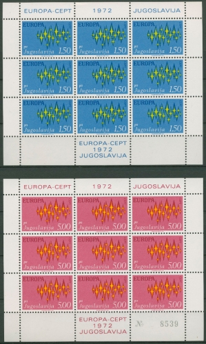 Jugoslawien 1972 Europa CEPT Sterne Kleinbogen 1457/58 K postfrisch (C93529)