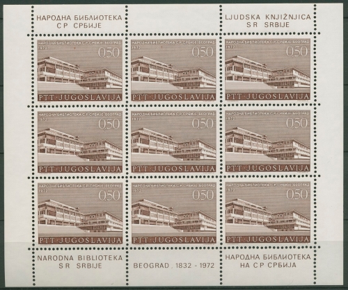 Jugoslawien 1972 Serbische Nationalbibliothek Kleinbg.1486 K postfrisch (C93537)