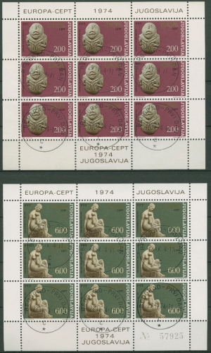 Jugoslawien 1974 Europa CEPT Skulpturen Kleinbogen 1557/58 K gestempelt (C93555)