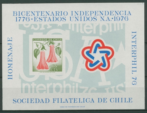 Chile 1965 Freimarken Nationalblume Gedenkblatt 642 postfrisch (C93805)