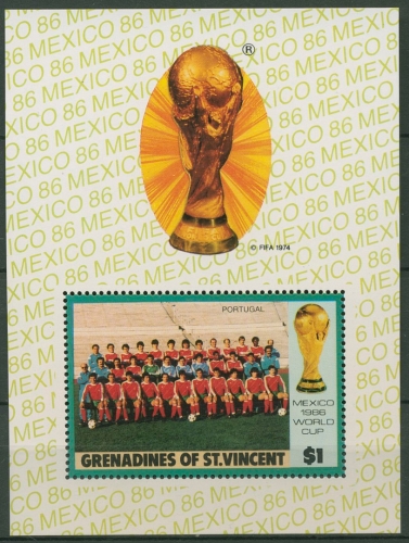 St. Vincent-Grenadinen 1986 Fußball-WM Mexiko Block 16 postfrisch (C93821)