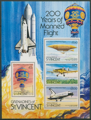 St. Vincent-Grenadinen 1983 Luftfahrt Luftschiffe Block 8 postfrisch (C93822)