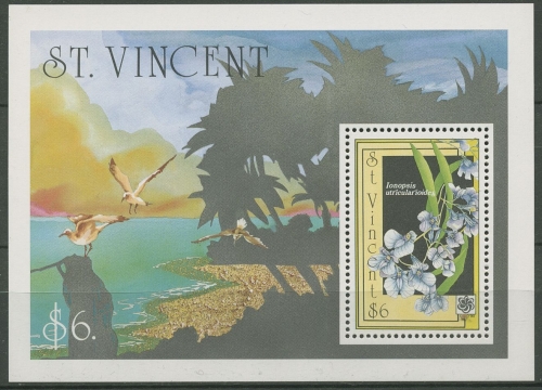 St. Vincent 1990 EXPO '90 Osaka: Orchideen Block 106 postfrisch (C93830)