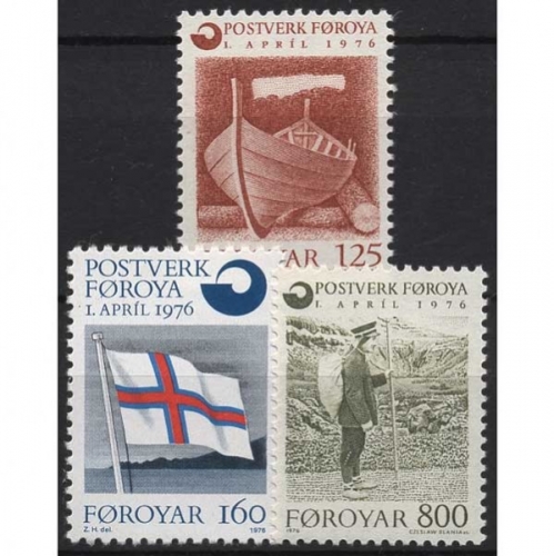 Färöer 1976 Gründung des Färöischen Postwesens 21/23 postfrisch