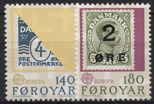 Färöer 1979 Europa CEPT Geschichte des Post/ Fernmeldewesens 43/44 postfrisch