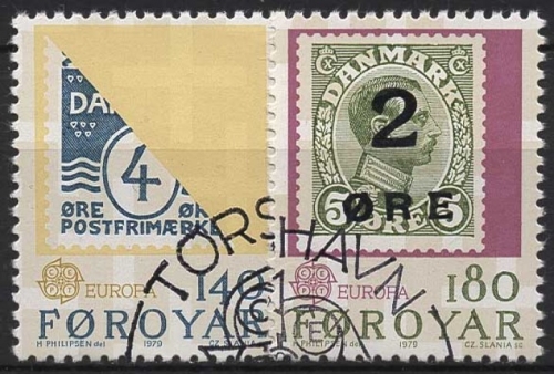 Färöer 1979 Europa: Geschichte des Post/Fernmeldewesens 43/44 gestempelt