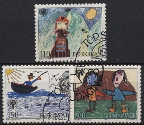 Färöer 1979 Internationales Jahr des Kindes Kinderzeichnungen 45/47 gestempelt