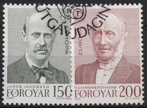 Färöer 1980 Europa CEPT: Bedeutende Persönlichkeiten 53/54 gestempelt