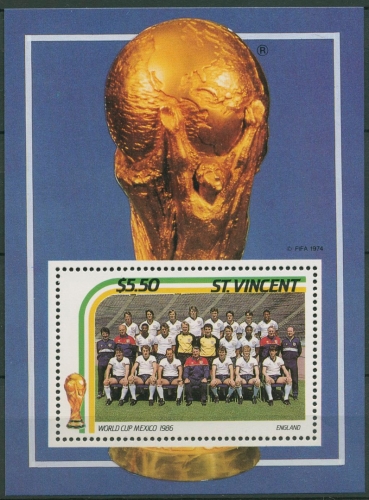 St. Vincent 1986 Fußball-WM Mexiko England Block 38 postfrisch (C93851)