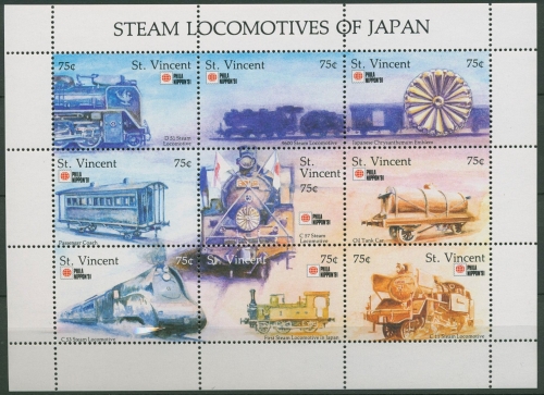 St. Vincent 1991 PHILANIPPON Tokio Lokomotiven Klbg. 1747/55 K postfr. (C93854)