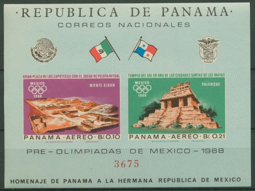 Panama 1967 Olympia Sommerspiele Mexiko Tempel Block 69 postfrisch (C93869)