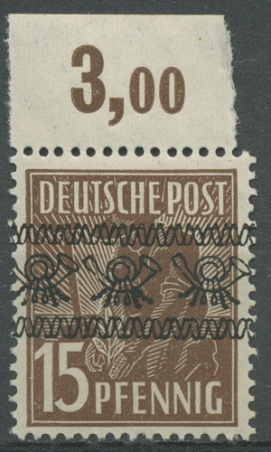 Bizone 1948 II. Kontrollr. Bandaufdruck Platte 41 Ia POR ndgz. postfrisch Mängel