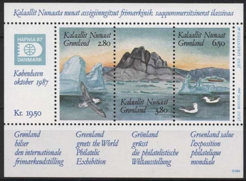Grönland 1987 Briefmarkenausstellung HAFNIA'87 Block 1 postfrisch (C13821)