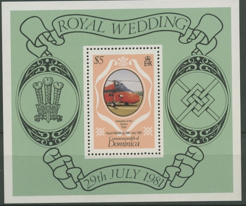 Dominica 1981 Prinz Charles Lady Diana Hochzeit Block 69 postfrisch (C93958)