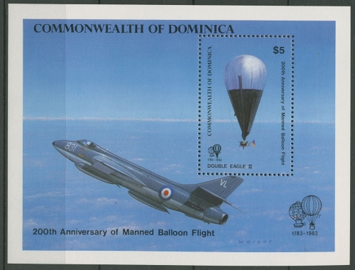 Dominica 1983 200 Jahre Luftfahrt Ballonfahrt Block 83 postfrisch (C93960)