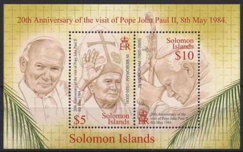 Salomoninseln 2005 Tod von Papst Johannes Paul II. Block 93 postfrisch (C21580)