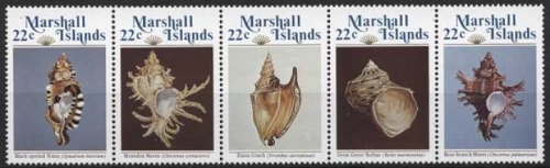 Marshall-Inseln 1985 Meeresschnecken 35/39 ZD postfrisch (C860)