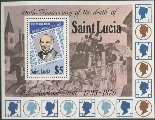 St. Lucia 1979 Postmann Rowland Hill Block 18 postfrisch (C94051)