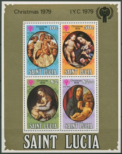 St. Lucia 1979 Int. Jahr des Kindes Gemälde Block 19 postfrisch (C94053)
