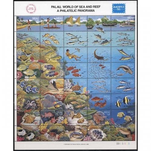Palau 1986 AMERIPEX Leben am Korallenriff 106/45 ZD-Bogen postfrisch (SG21563)