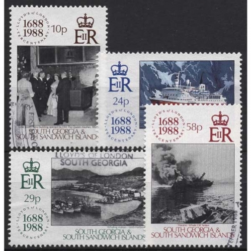 Süd-Georgien 1988 300 Jahre Lloyds 172/75 gestempelt