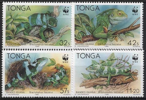 Tonga 1990 WWF Naturschutz Kurzkammleguan 1140/43 postfrisch