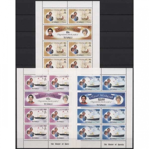 Tuvalu 1981 Royal Wedding Prinz Charles und Diana 145/50 A K postfrisch (C21585)