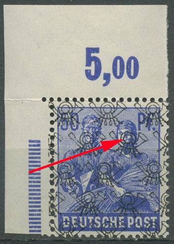 Bizone 1948 Netzaufdruck Aufdruckfehler Ecke 48 II POR AF PI postfrisch geknickt