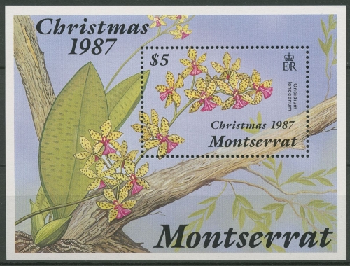 Montserrat 1987 Weihnachten Orchideen Block 46 postfrisch (C94114)
