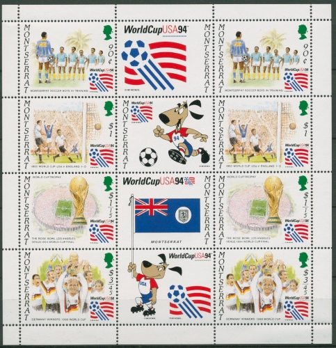 Montserrat 1994 Fußball-WM USA 896/99 ZD-Bogen postfrisch (C94121)