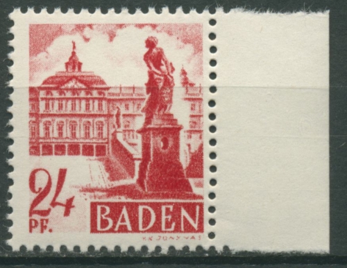 Französische Zone: Baden 1947 Schloss Rastatt Type I, 8 y v I postfrisch