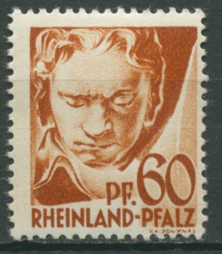 Französische Zone Rheinland-Pfalz 1947 Beethoven Type V, 12 y v V postfrisch