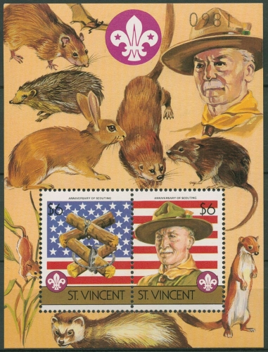 St. Vincent 1986 Pfadfinder Lord Baden-Powell Block 32 postfrisch (C94243)