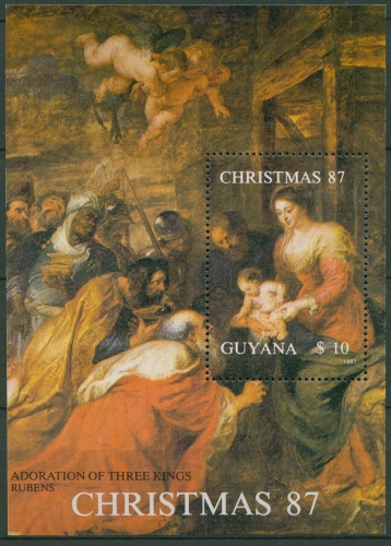 Guyana 1988 Weihnachten Gemälde P.P. Rubens Block 22 postfrisch (C94289)
