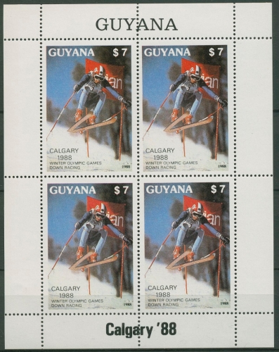 Guyana 1988 Olympia Calgary Skisport Kleinbogen 2408 K postfrisch (C94309)