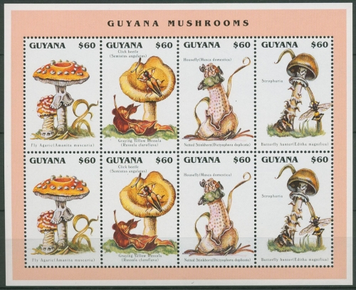 Guyana 1996 Pilze Kleinbogen 5538/41 K postfrisch (C94315)