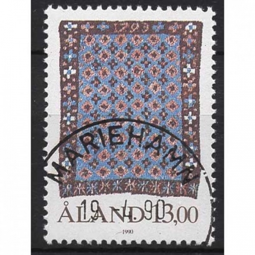 Aland 1990 Volkskunst: Geknüpfte Tages-Bettdecke 41 gestempelt