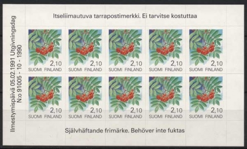 Finnland 1991 Freimarken Pflanzen Eberesche Folienblatt 1129 FB postfr.(C92941)