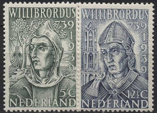 Niederlande 1939 1200. Todestag des hl. Willibrord 332/33 mit Falz