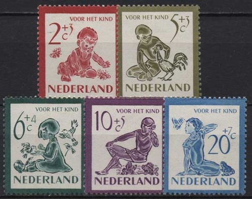 Niederlande 1950 Voor het Kind Kinder mit Tieren 565/69 mit Falz