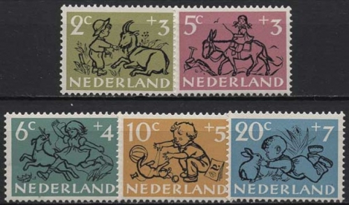 Niederlande 1952 Voor het Kind: Kind und Haustier 601/05 postfrisch