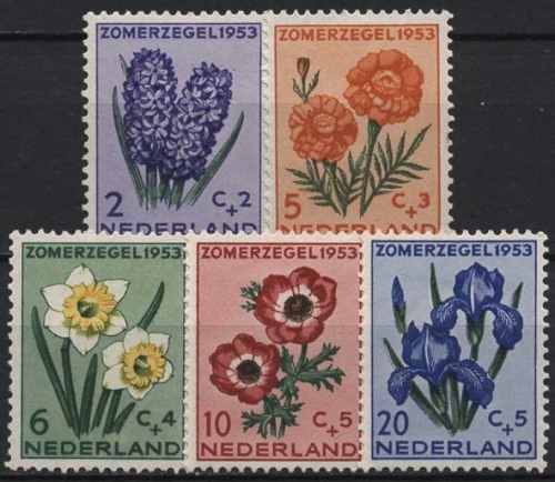 Niederlande 1953 Soziale und kulturelle Fürsorge Blumen 607/11 mit Falz